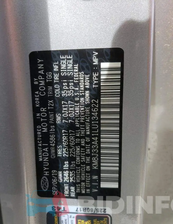 KM8J33A41LU134622 Photo# 14