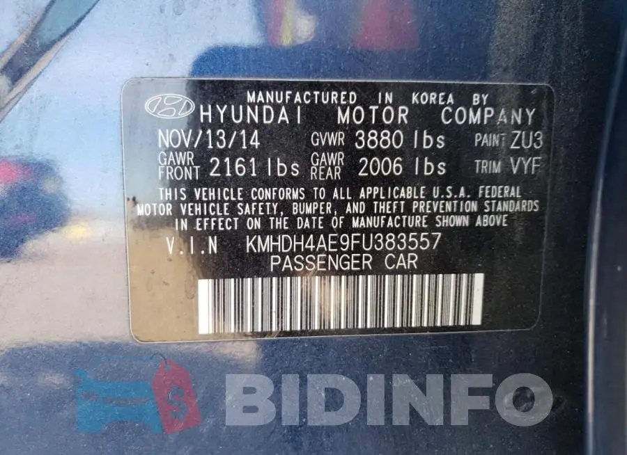 KMHDH4AE9FU383557 Photo# 13