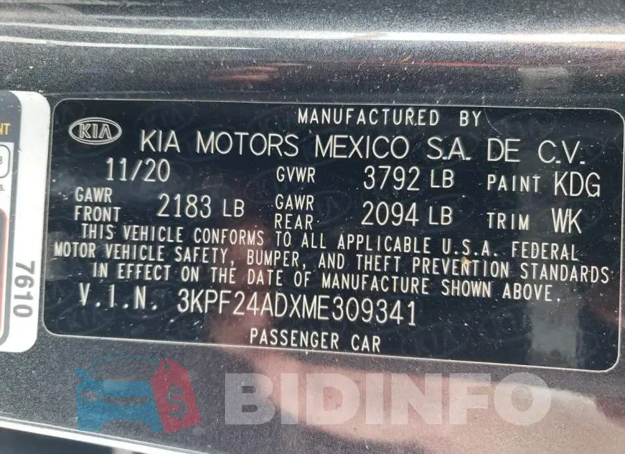 3KPF24ADXME309341 Photo# 12