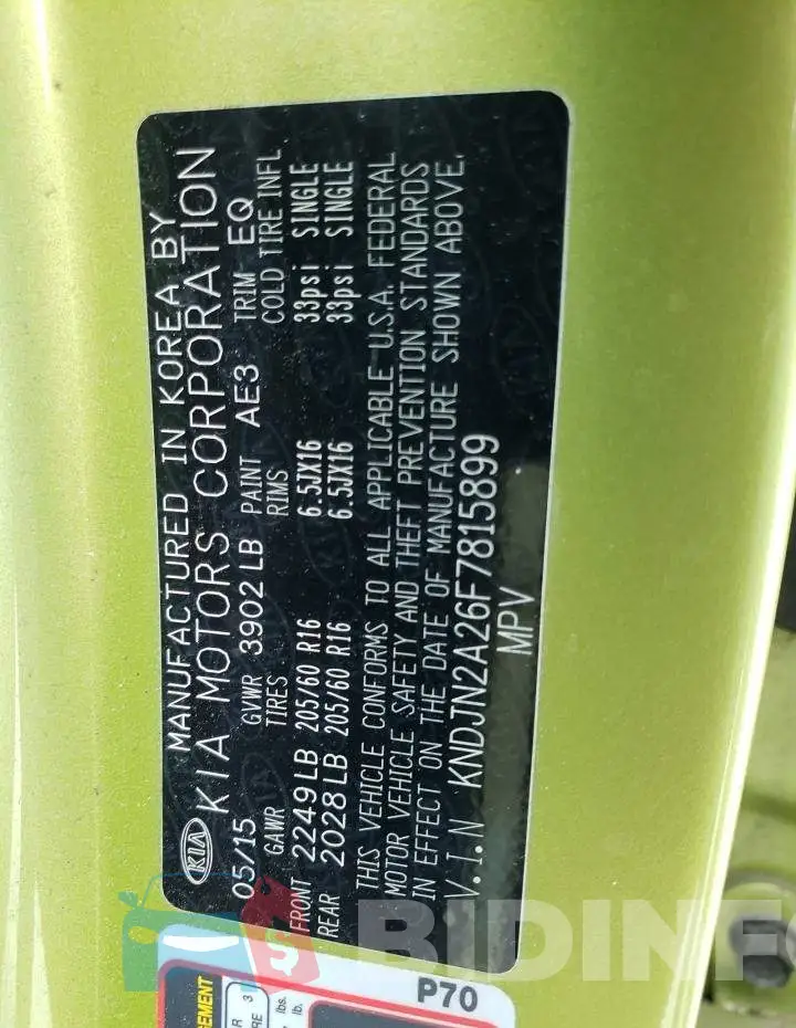KNDJN2A26F7815899 Photo# 12