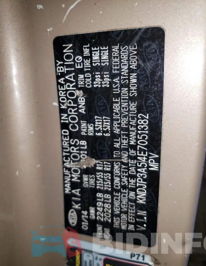 KNDJP3A54E7051382 Photo# 12