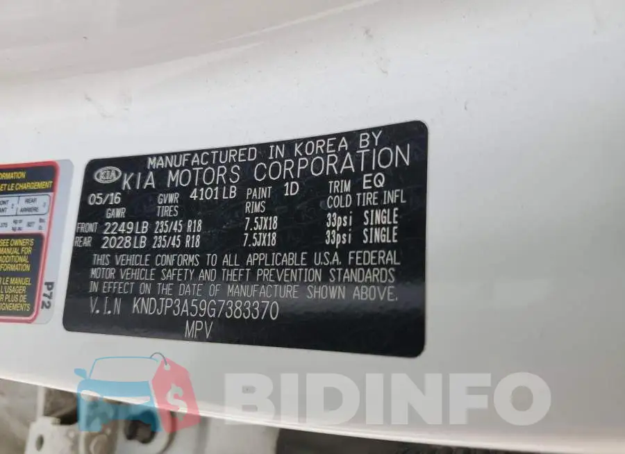 KNDJP3A59G7383370 Photo# 12