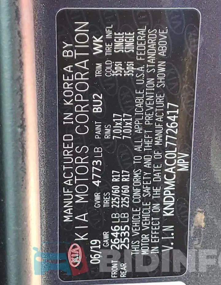 KNDPMCAC0L7726417 Photo# 13