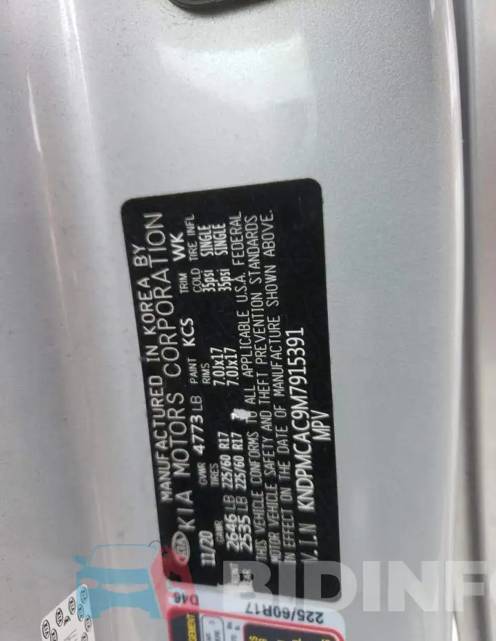 KNDPMCAC9M7915391 Photo# 13