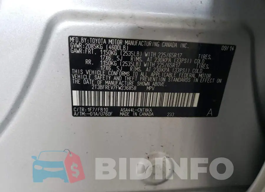 2T3BFREV7FW236858 Photo# 13