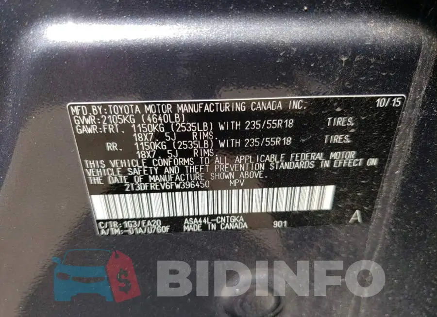 2T3DFREV6FW396450 Photo# 12