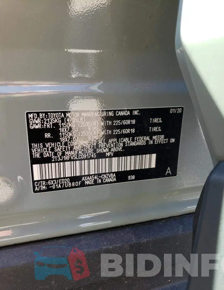 2T3J1RFV5LC091745 Photo# 13