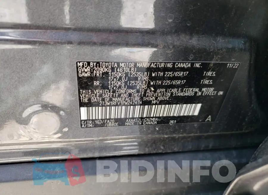 2T3W1RFV1PW242414 Photo# 13