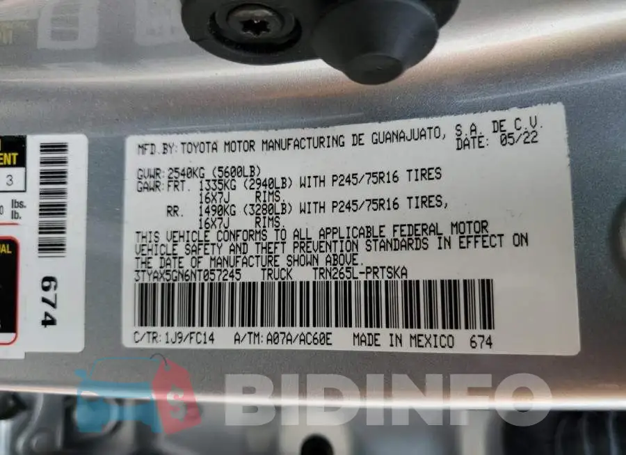 3TYAX5GN6NT057245 Photo# 13