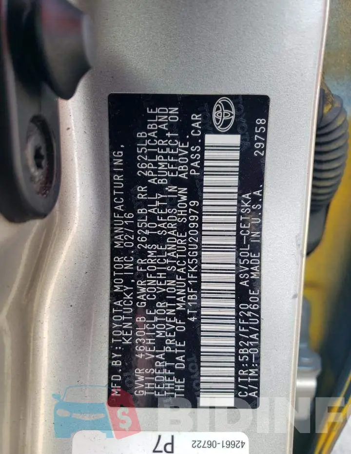 4T1BF1FK5GU209979 Photo# 12