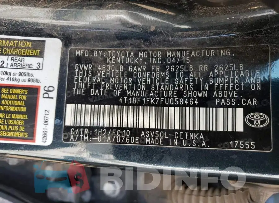 4T1BF1FK7FU058464 Photo# 13