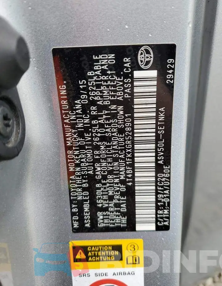 4T4BF1FKXGR528901 Photo# 12