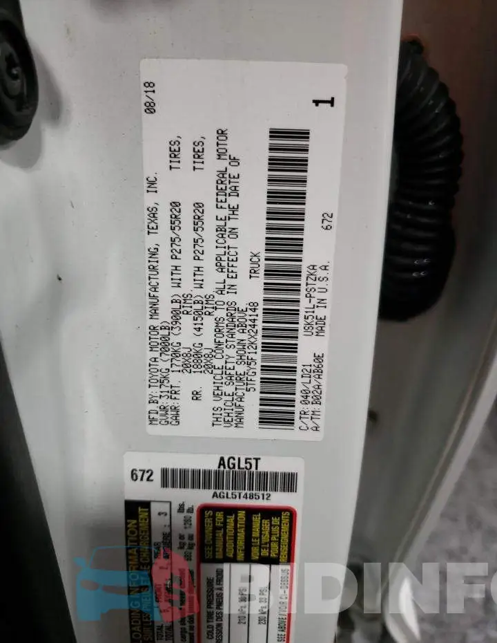 5TFGY5F12KX244148 Photo# 12