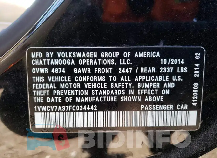 1VWCV7A37FC034442 Photo# 12