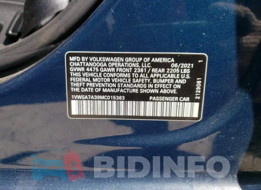 1VWSA7A39MC015363 Photo# 13