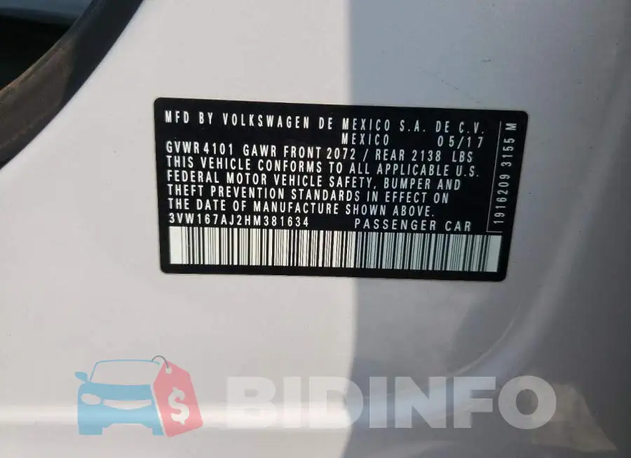 3VW167AJ2HM381634 Photo# 12
