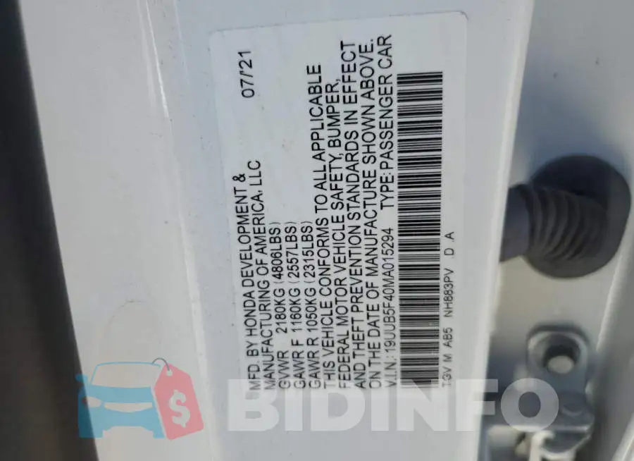 19UUB5F40MA015294 Photo# 12