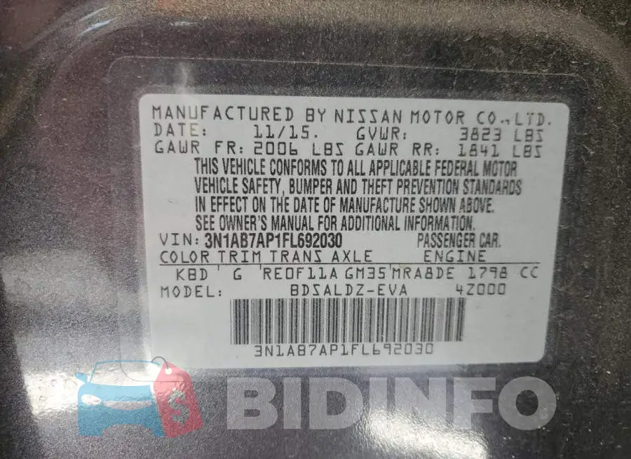3N1AB7AP1FL692030 Photo# 12