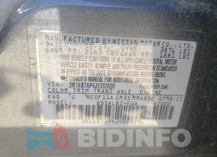 3N1AB7AP4JY203096 Photo# 12