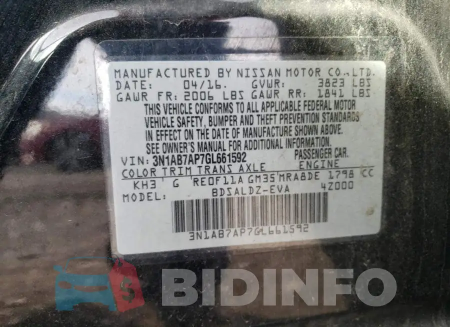 3N1AB7AP7GL661592 Photo# 13
