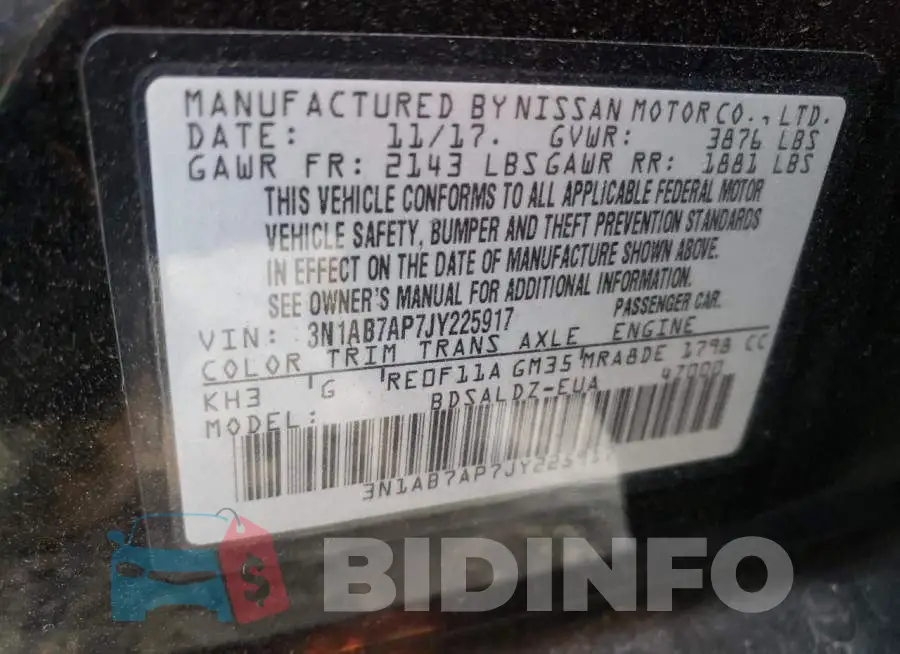 3N1AB7AP7JY225917 Photo# 12
