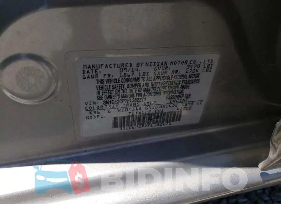 3N1CE2CP7FL382271 Photo# 13