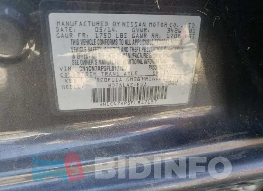 3N1CN7AP5FL817157 Photo# 13