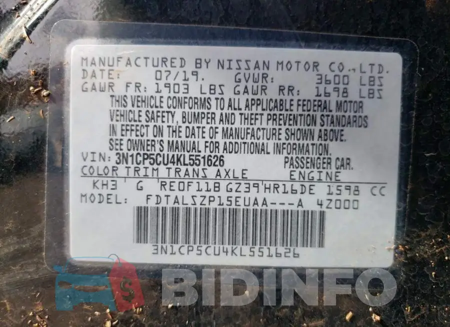 3N1CP5CU4KL551626 Photo# 13