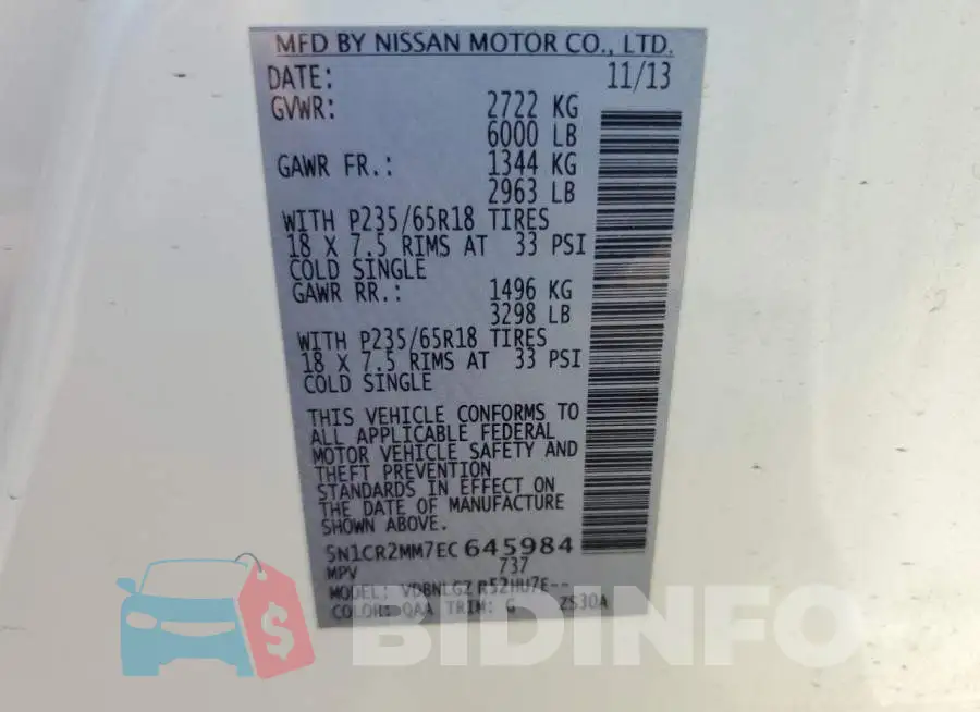 5N1CR2MM7EC645984 Photo# 14