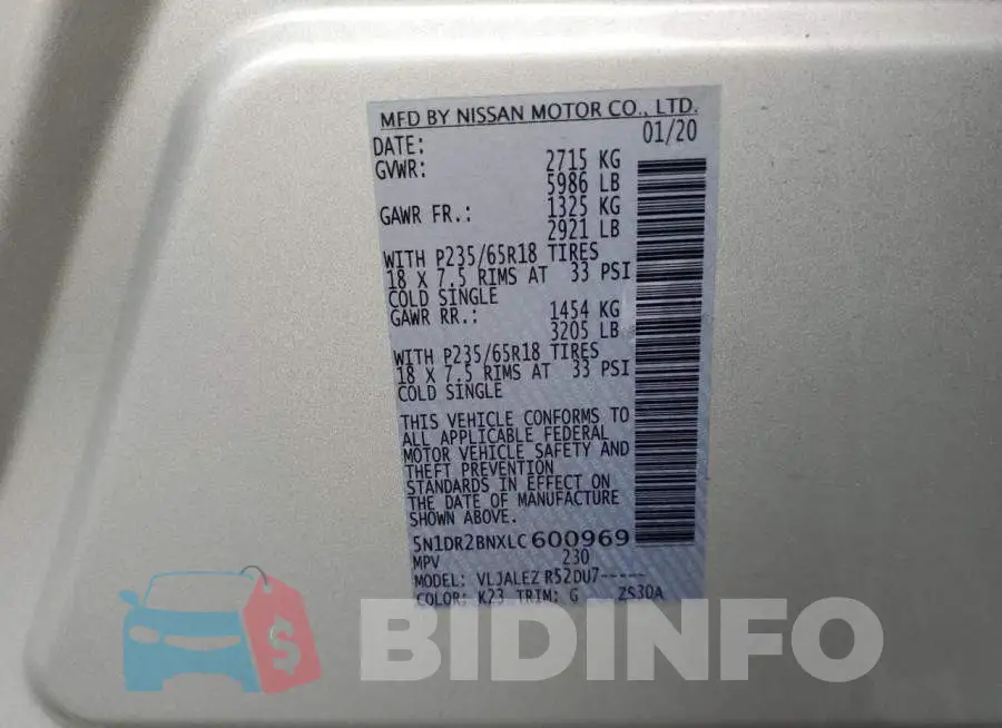 5N1DR2BNXLC600969 Photo# 13
