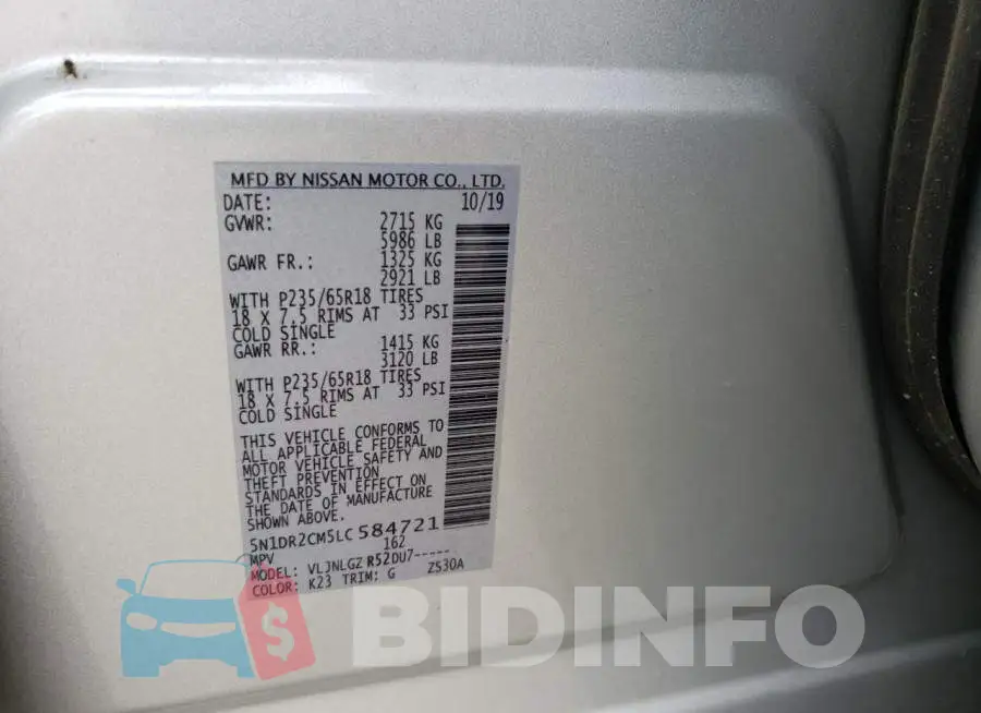 5N1DR2CM5LC584721 Photo# 12