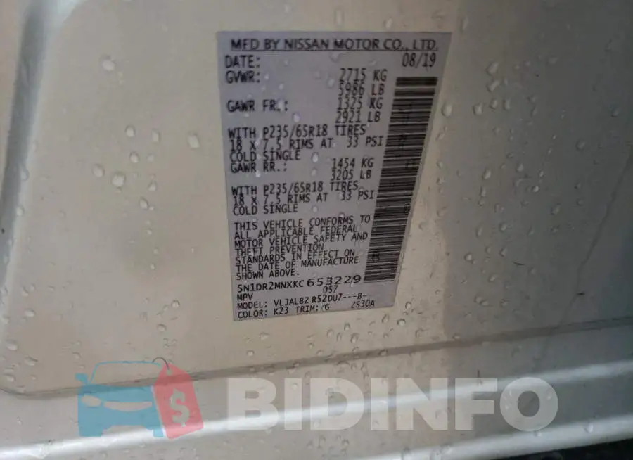 5N1DR2MNXKC653229 Photo# 12