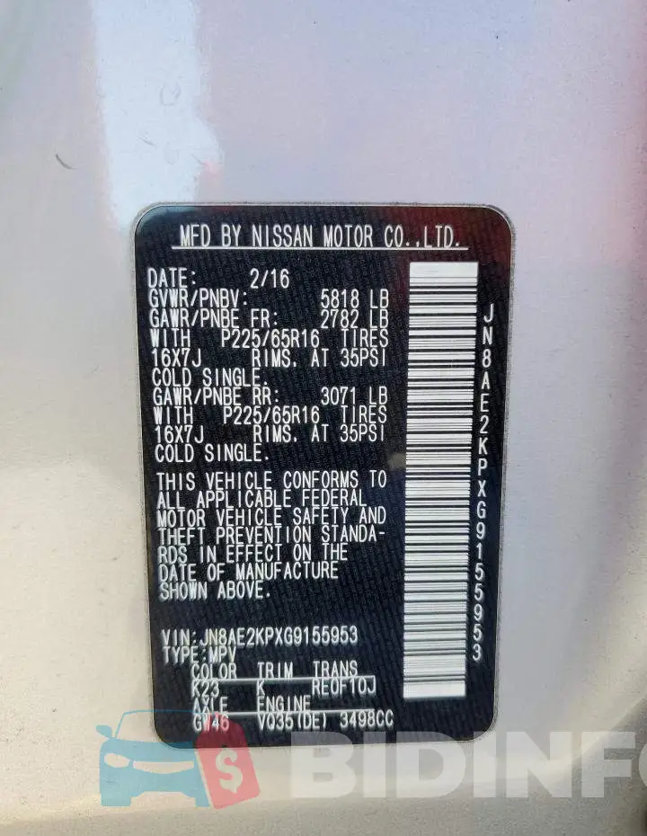 JN8AE2KPXG9155953 Photo# 14