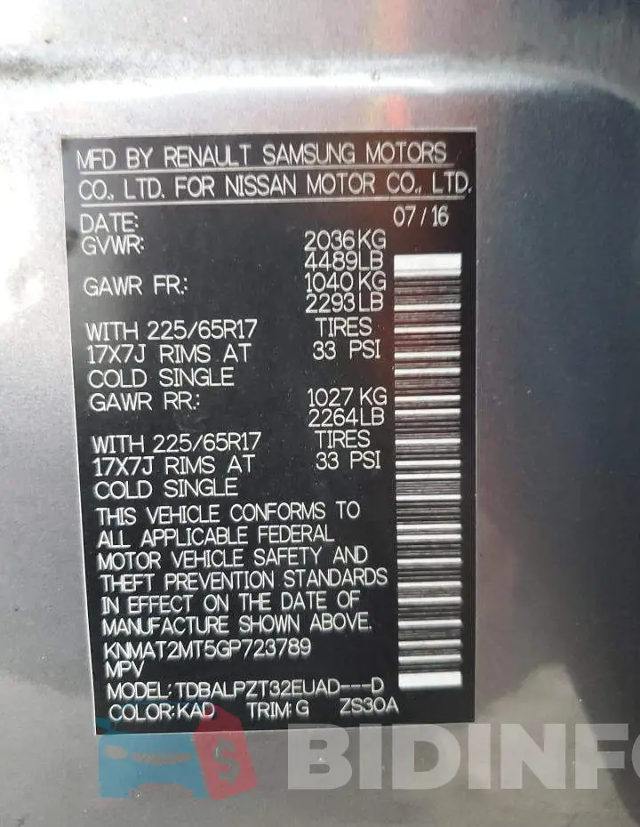 KNMAT2MT5GP723789 Photo# 13