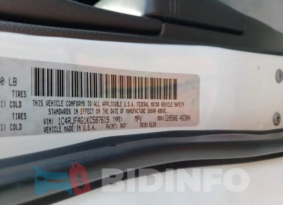 1C4RJFAG1KC587619 Photo# 14