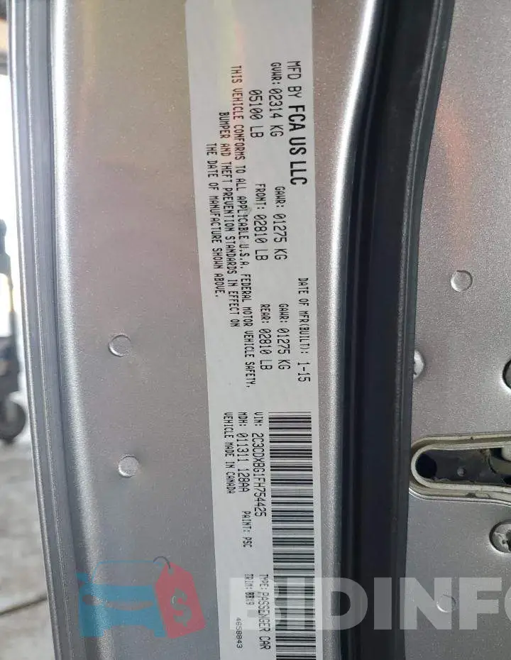 2C3CDXBG1FH754425 Photo# 12