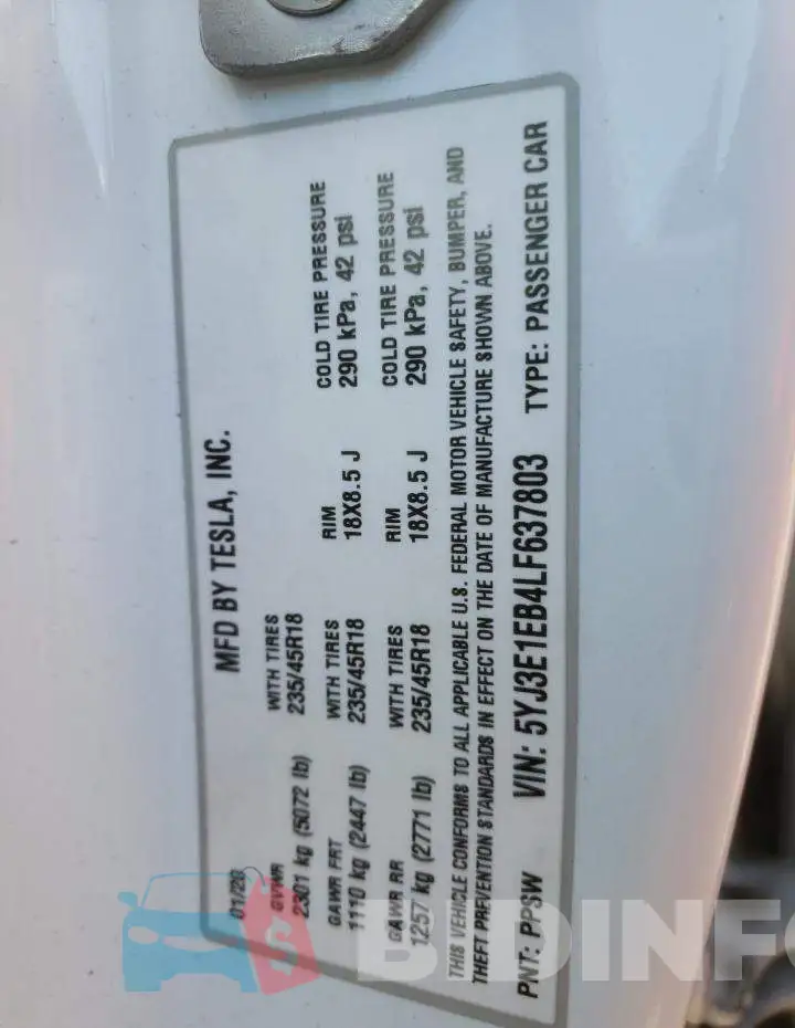 5YJ3E1EB4LF637803 Photo# 12