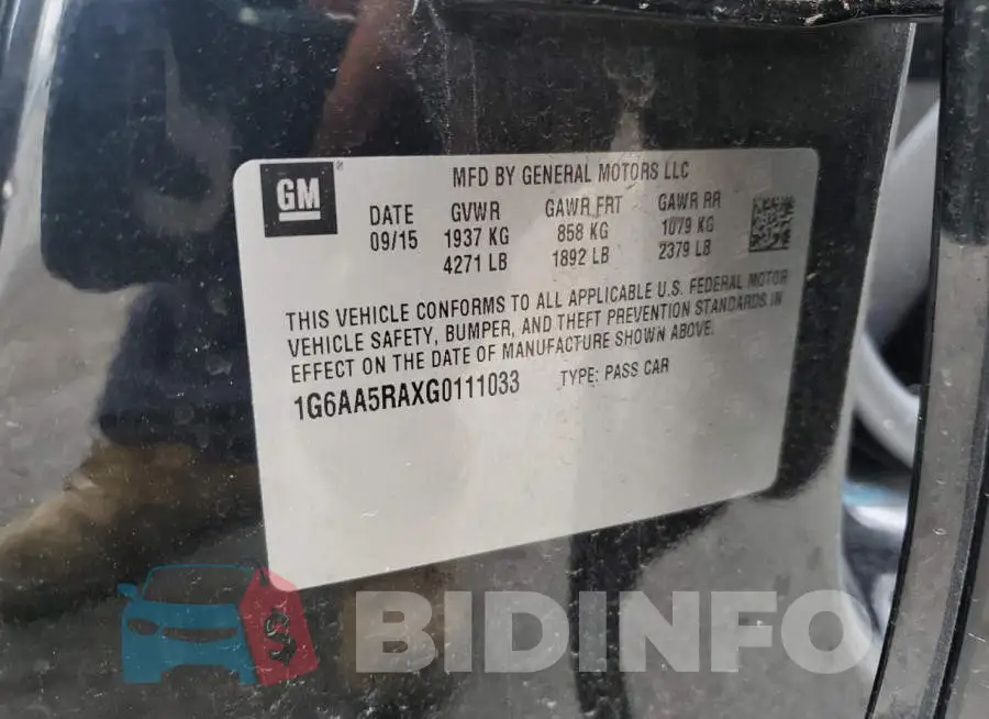 1G6AA5RAXG0111033 Photo# 12