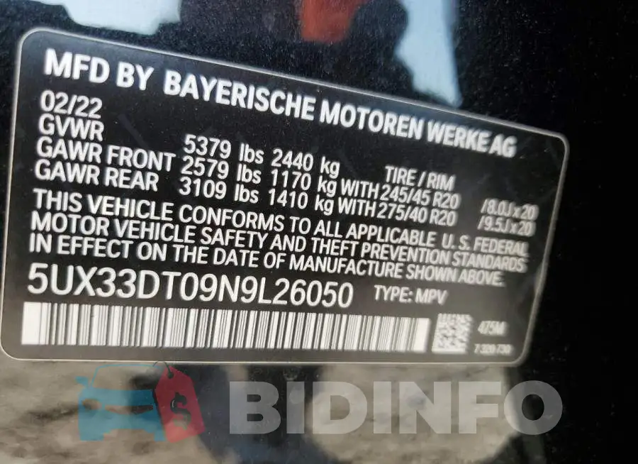 5UX33DT09N9L26050 Photo# 13