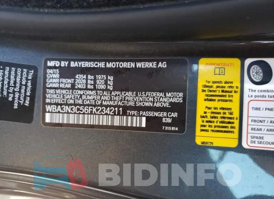 WBA3N3C56FK234211 Photo# 12
