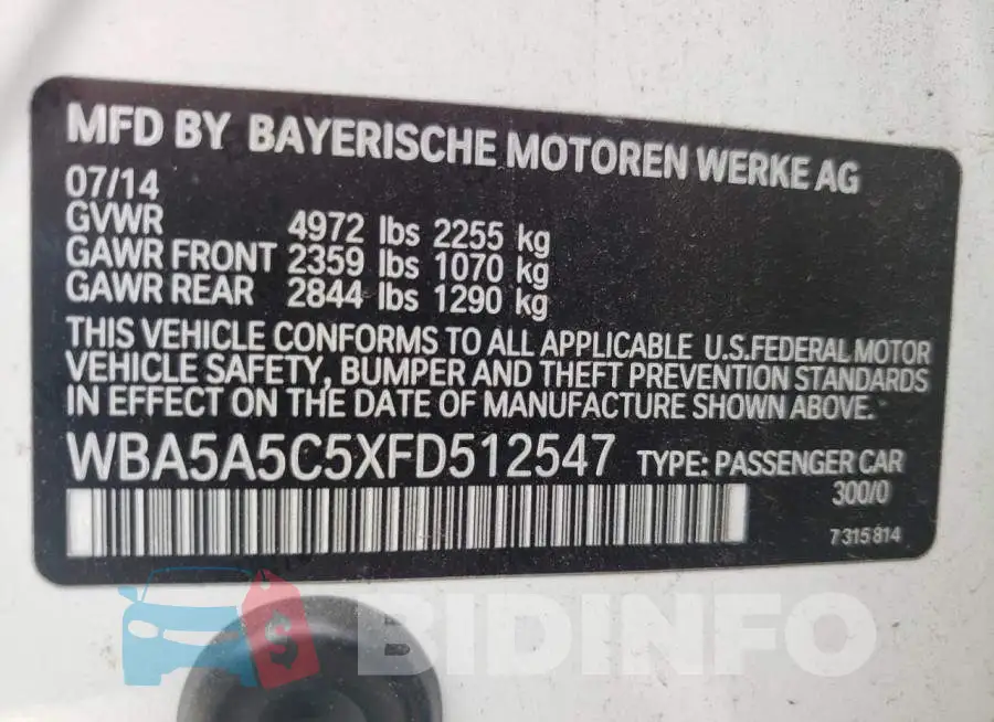 WBA5A5C5XFD512547 Photo# 13