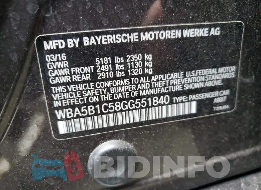WBA5B1C58GG551840 Photo# 12