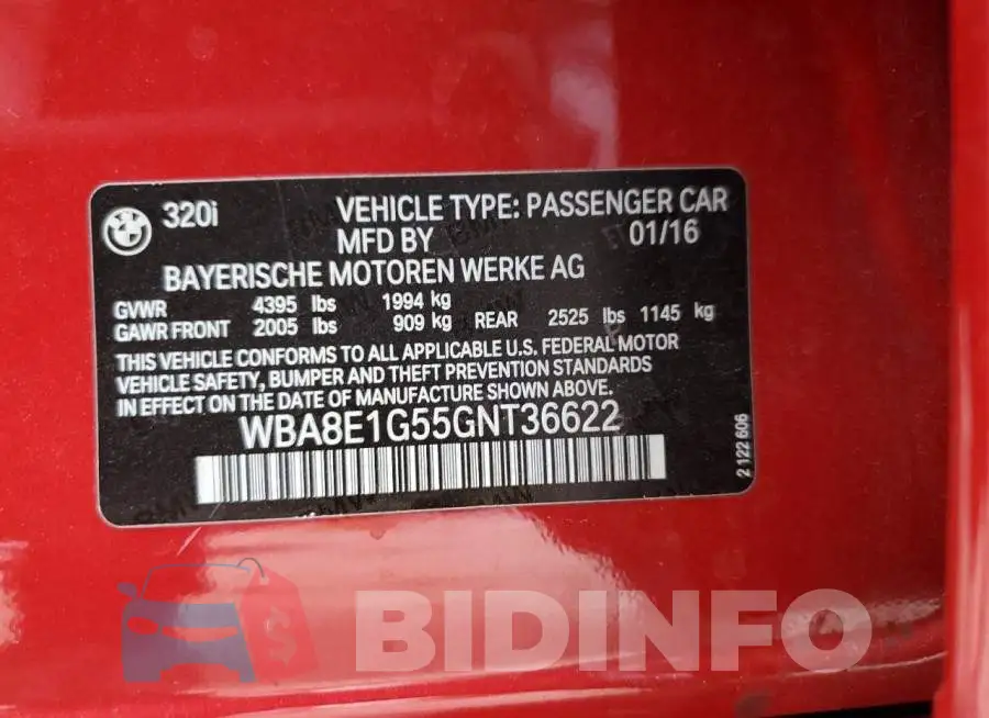 WBA8E1G55GNT36622 Photo# 12