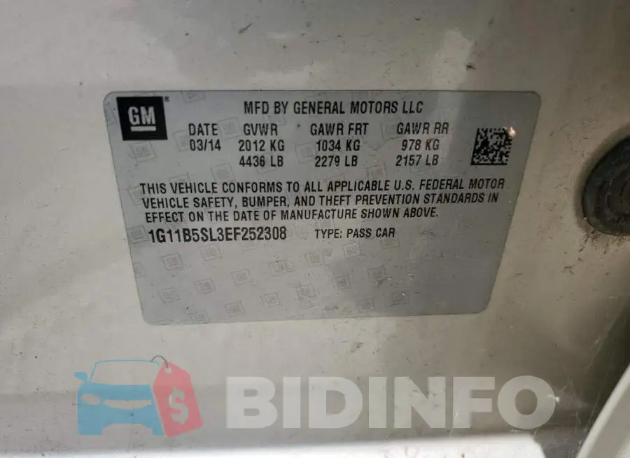 1G11B5SL3EF252308 Photo# 13