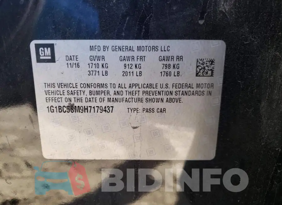 1G1BC5SM9H7179437 Photo# 12