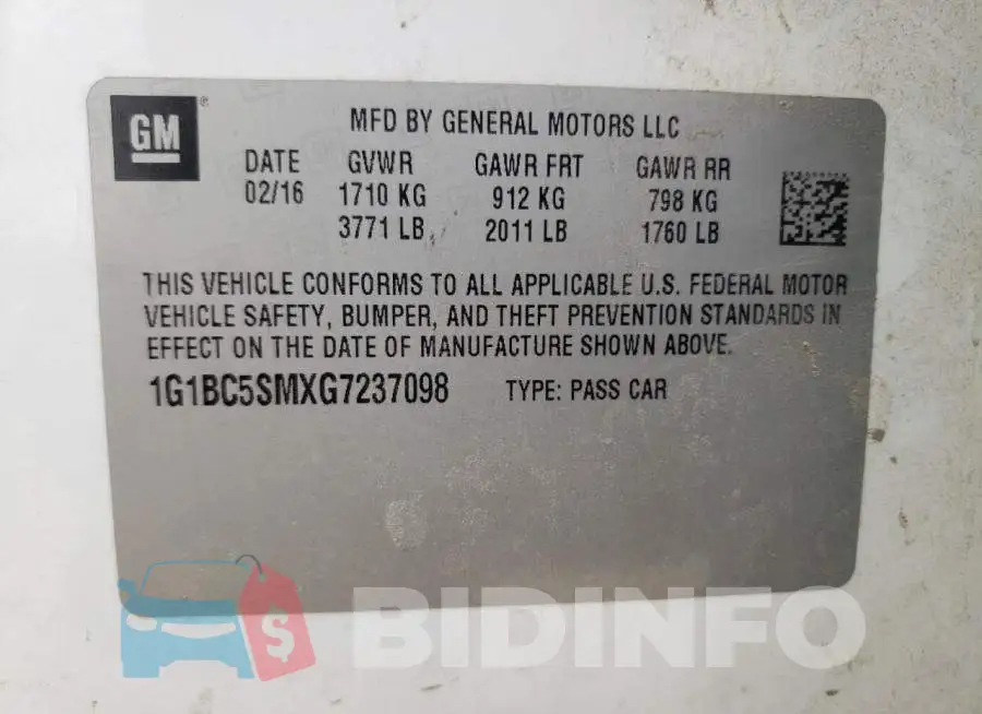 1G1BC5SMXG7237098 Photo# 12