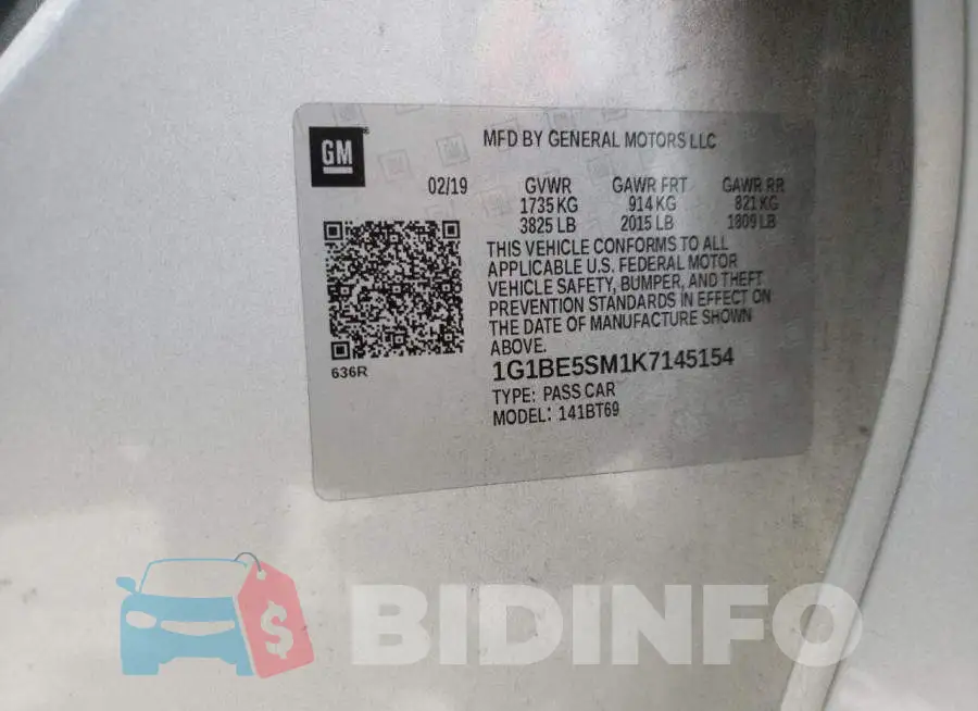 1G1BE5SM1K7145154 Photo# 12