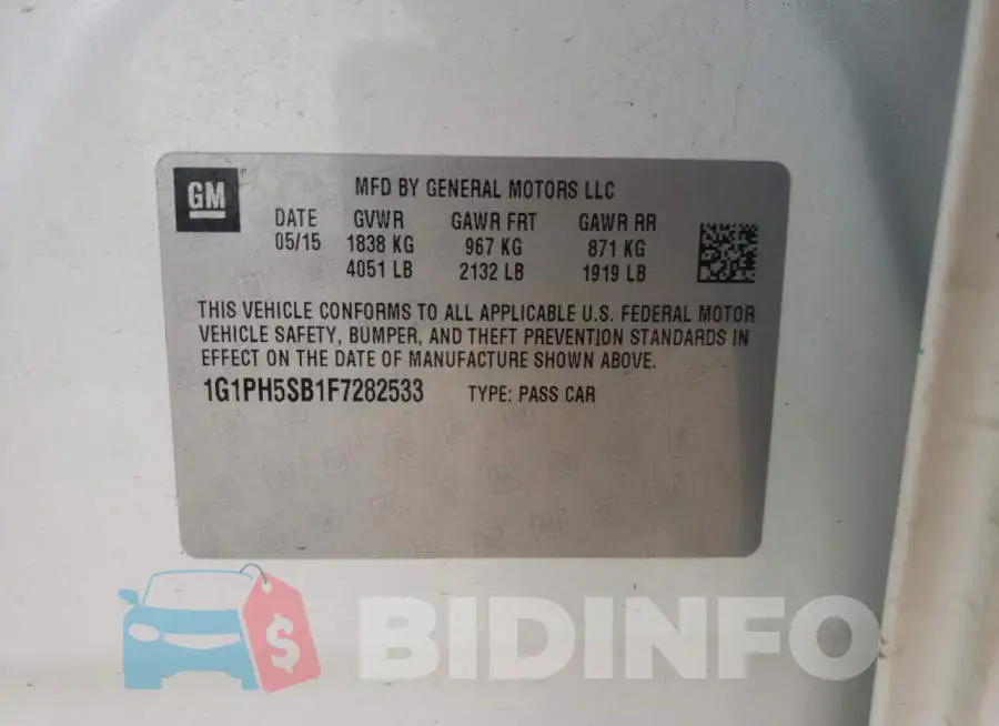 1G1PH5SB1F7282533 Photo# 12