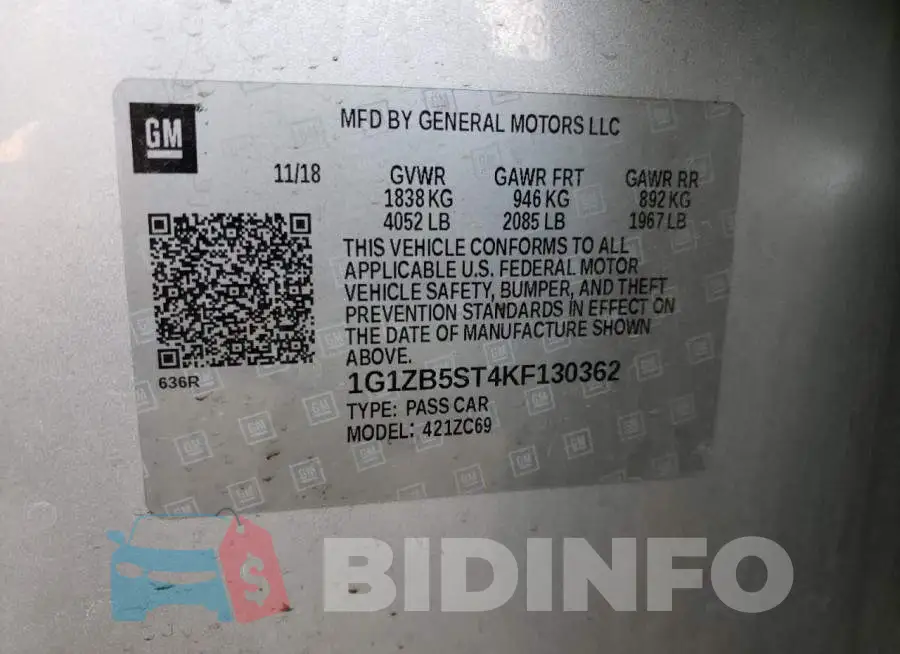1G1ZB5ST4KF130362 Photo# 12