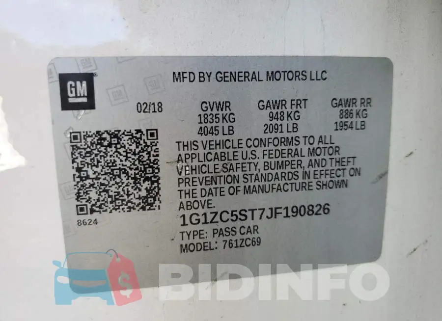 1G1ZC5ST7JF190826 Photo# 12